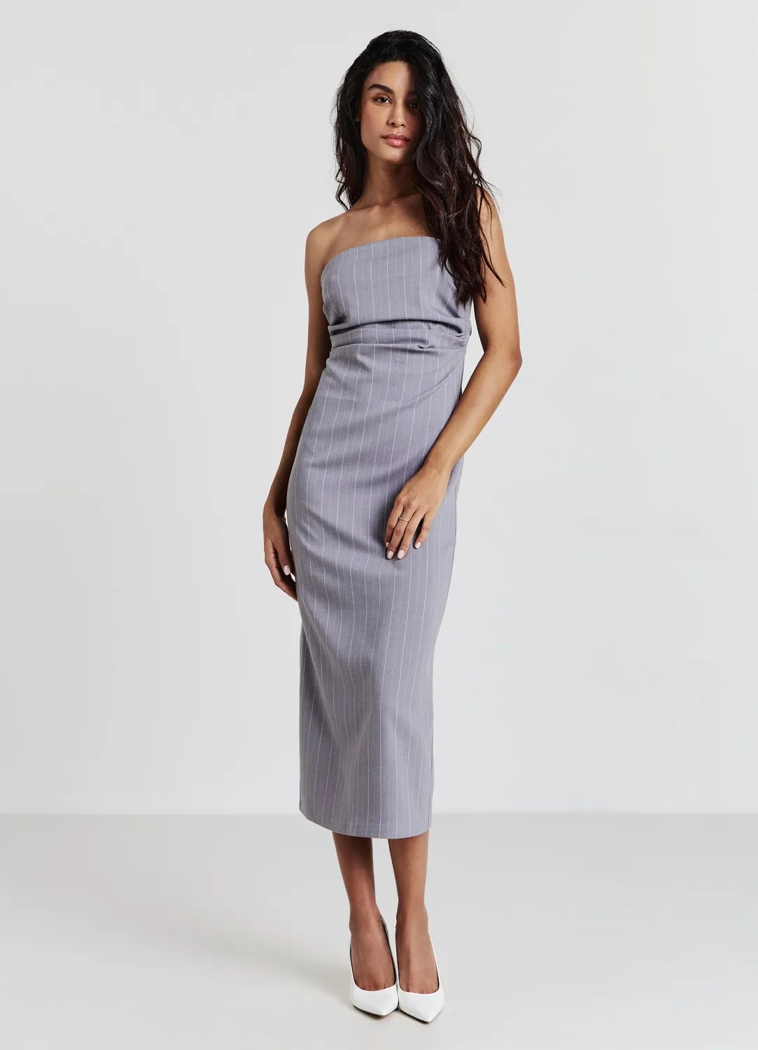 Calliope robe bustier à rayures fente dos zippé