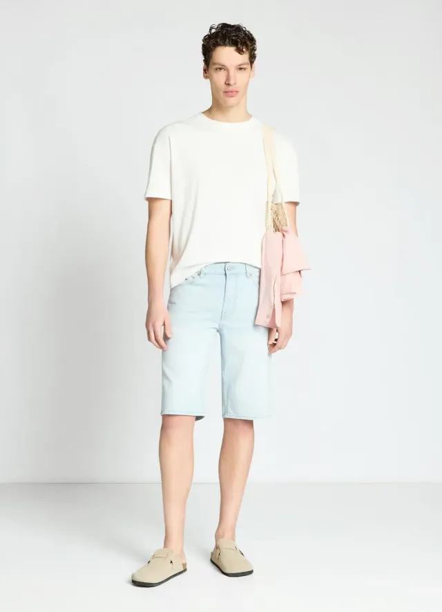 Calliope short jean délavé homme à revers coton
