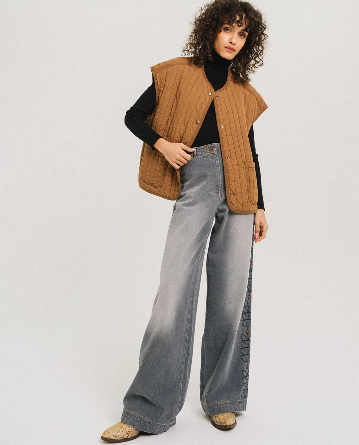 Tinsels Edel Black Wave jean large coton noir