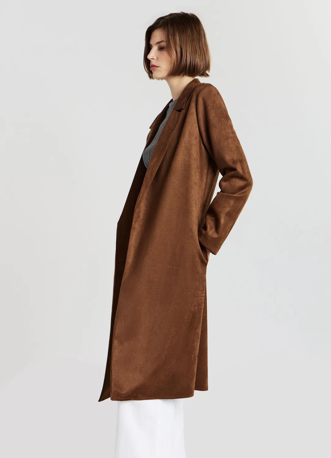 Calliope manteau femme effet suède sans fermeture M