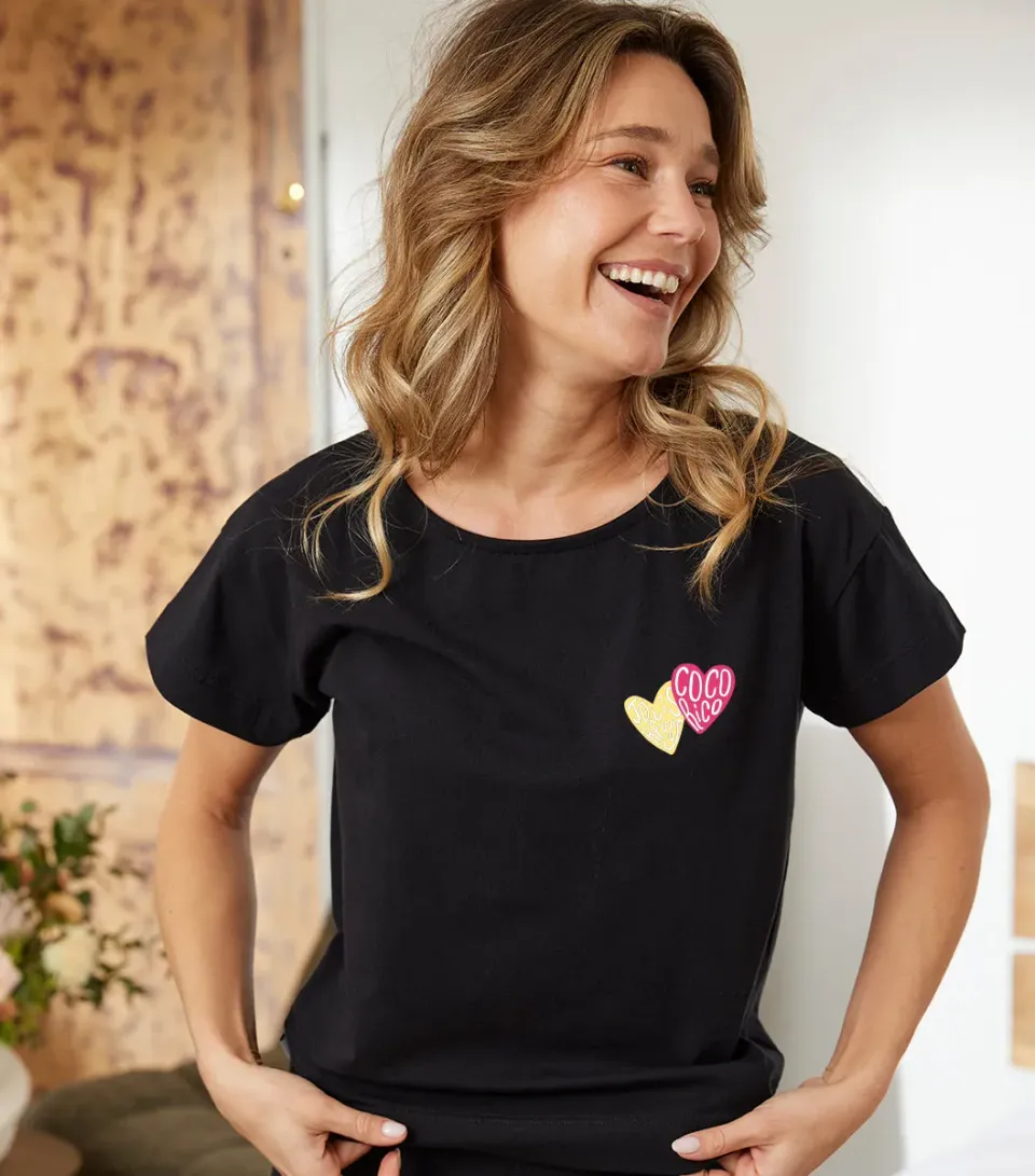 Cocorico Jolis Rêves t-shirt pyjama femme noir