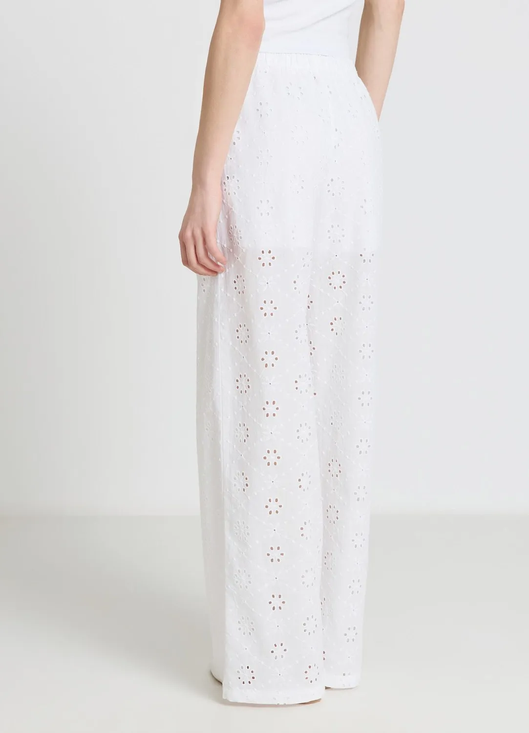 Calliope pantalon large femme broderie anglaise