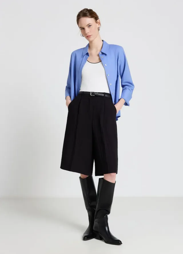 Calliope short bermuda femme uni genou taille haute