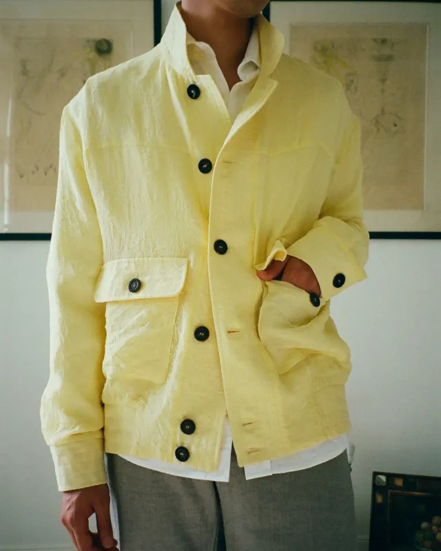 Erevan 8B99 froissée jaune veste soie