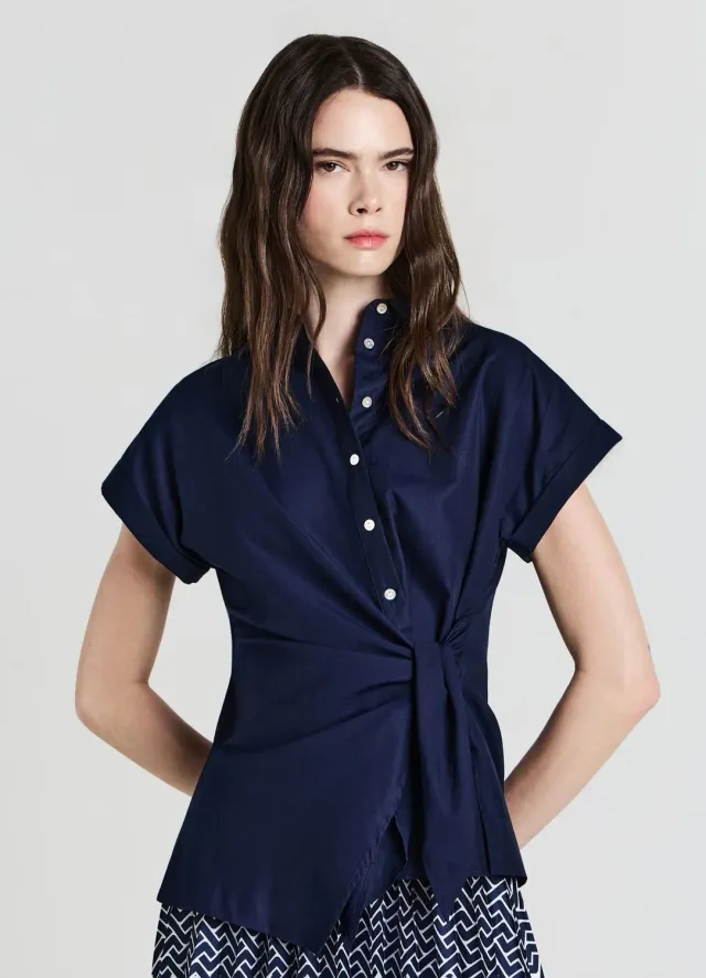 Calliope chemise nouée femme manches courtes coton