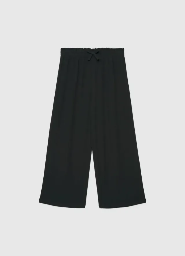 Calliope pantalon crop fille uni taille haute cordon