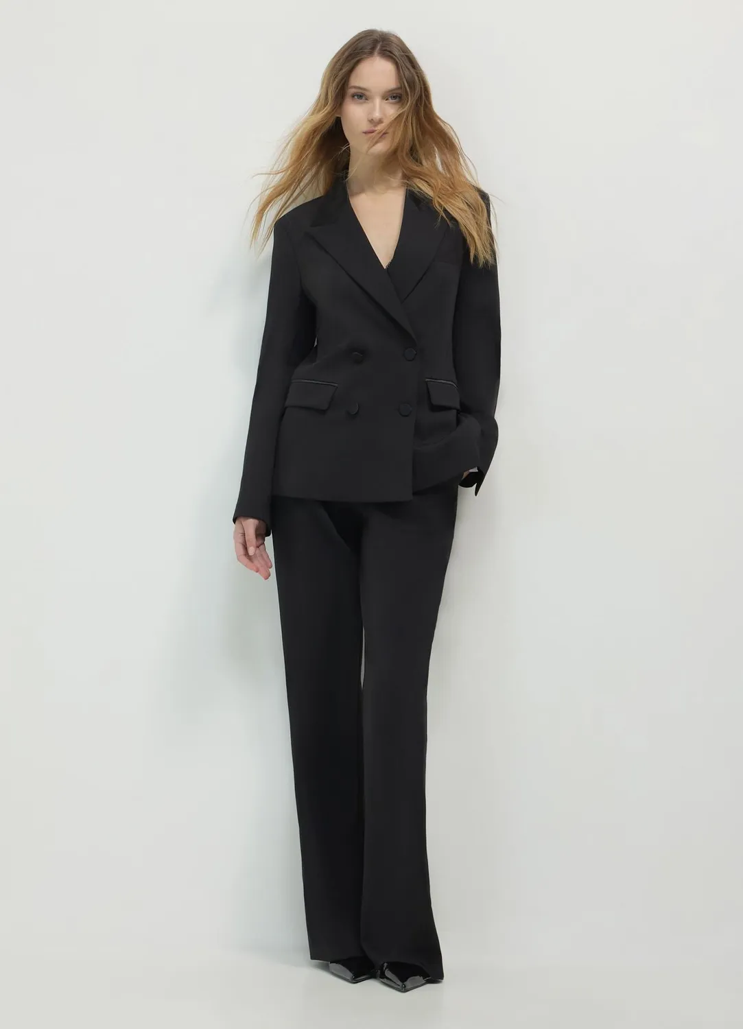 Calliope veste double boutonnage col satin femme