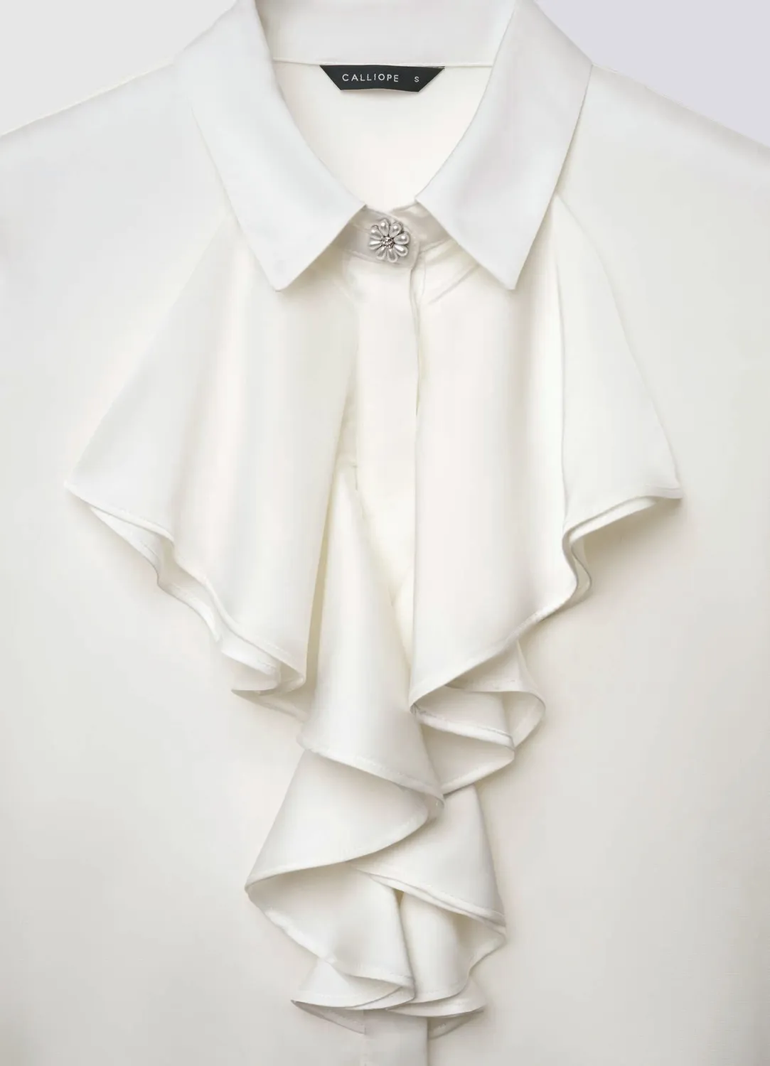 Calliope chemise femme volants boutons bijou manches longues