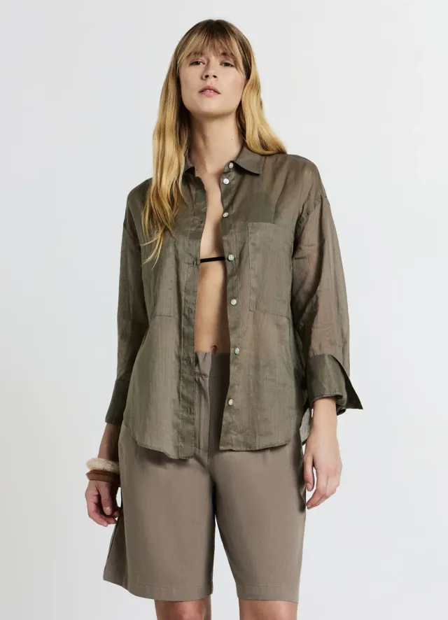 Calliope chemise à poches femme manches longues unie