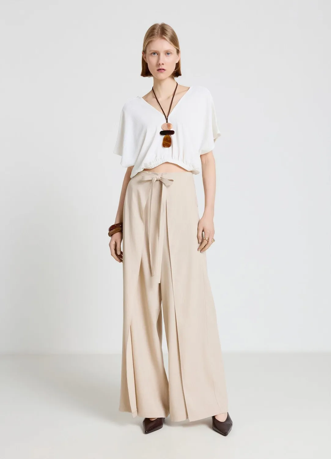 Calliope blouse col V élastiquée unie femme