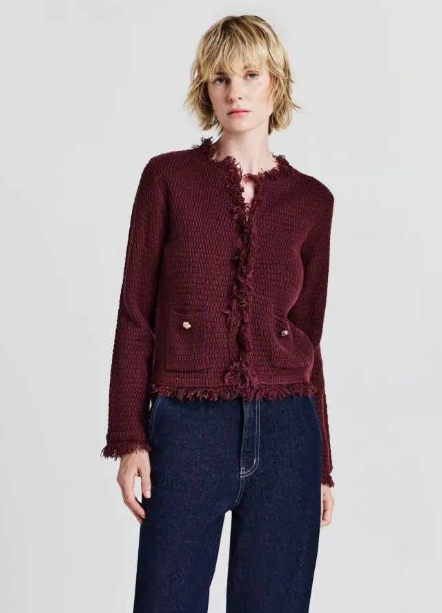 Calliope cardigan franges femme col rond poches