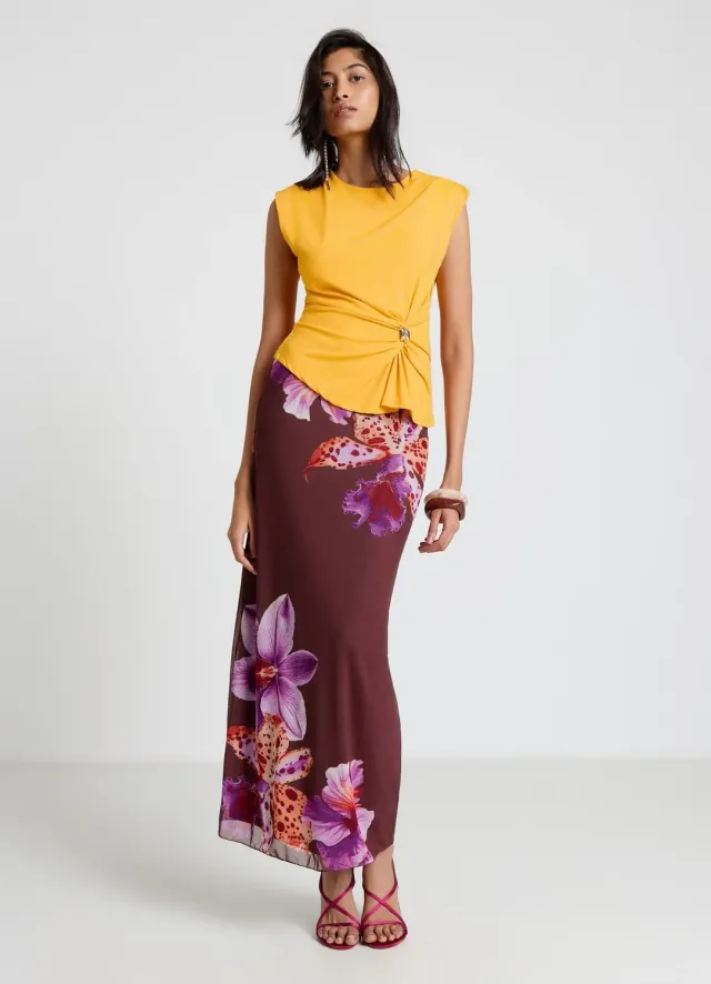 Calliope top froncé boucle femme sans manches