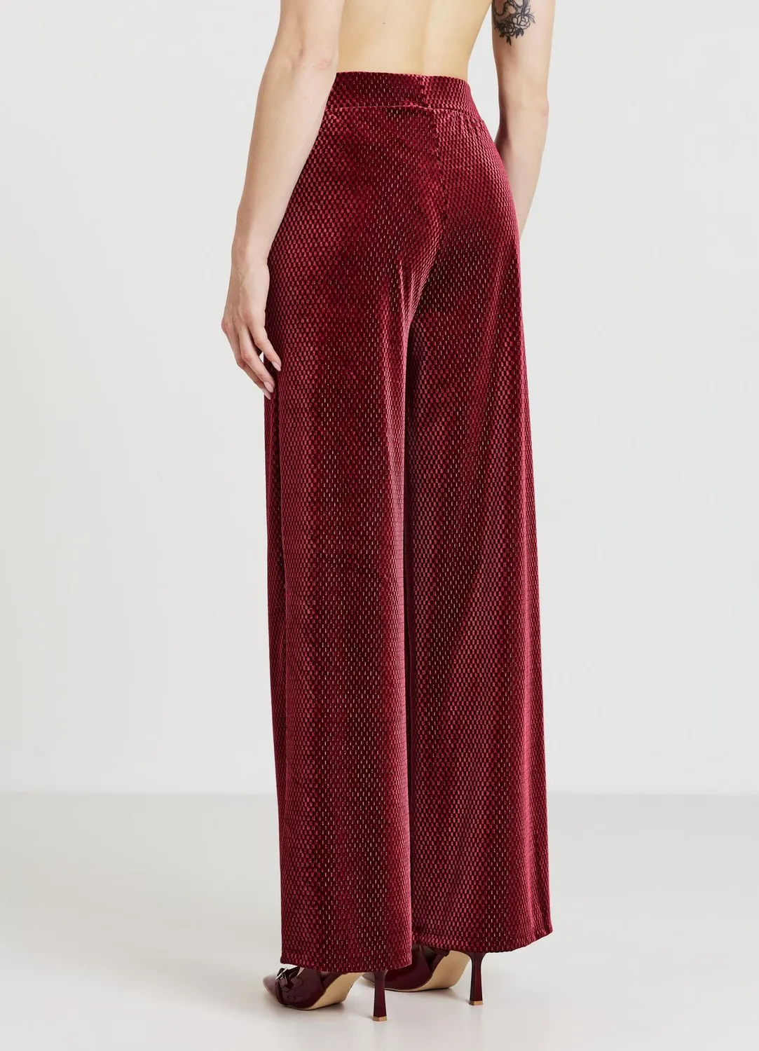 Calliope pantalon palazzo femme chenille brillante