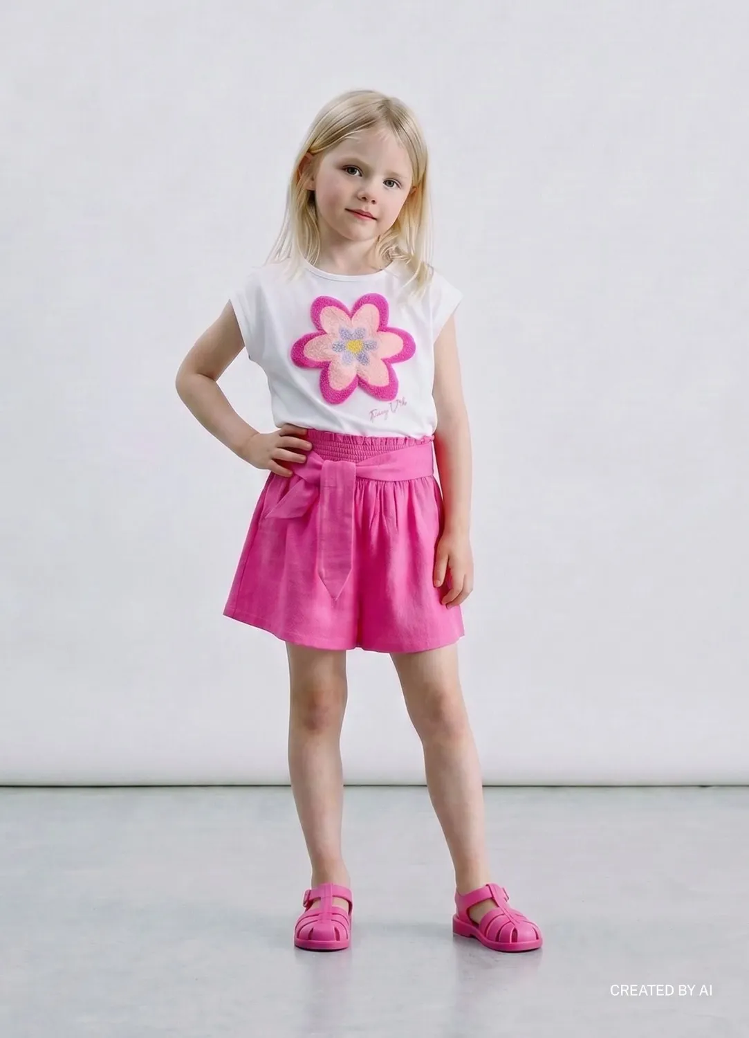 Calliope Short Fille Taille Elastique Nœud Uni