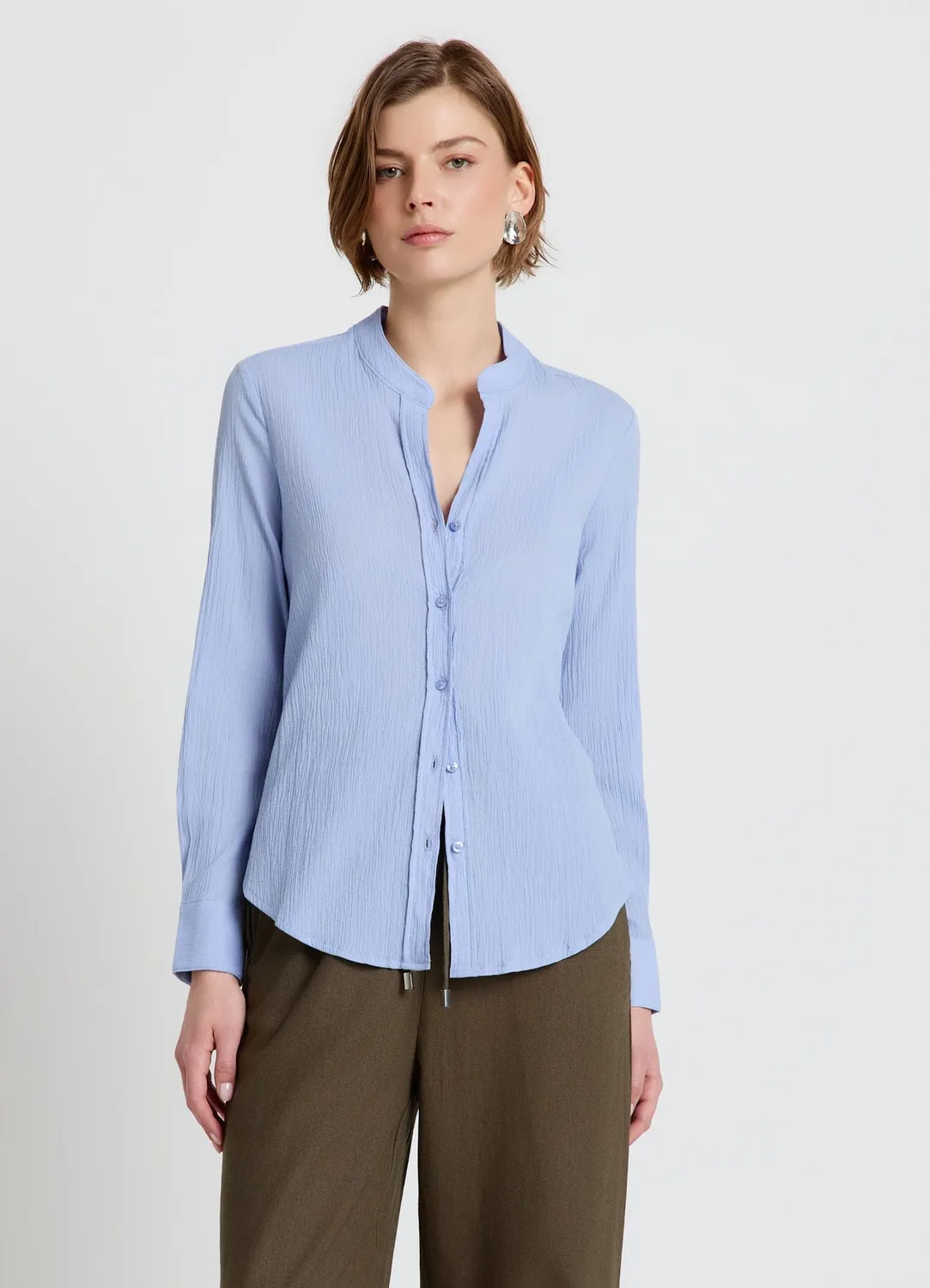Calliope chemise col coréen femme manches longues