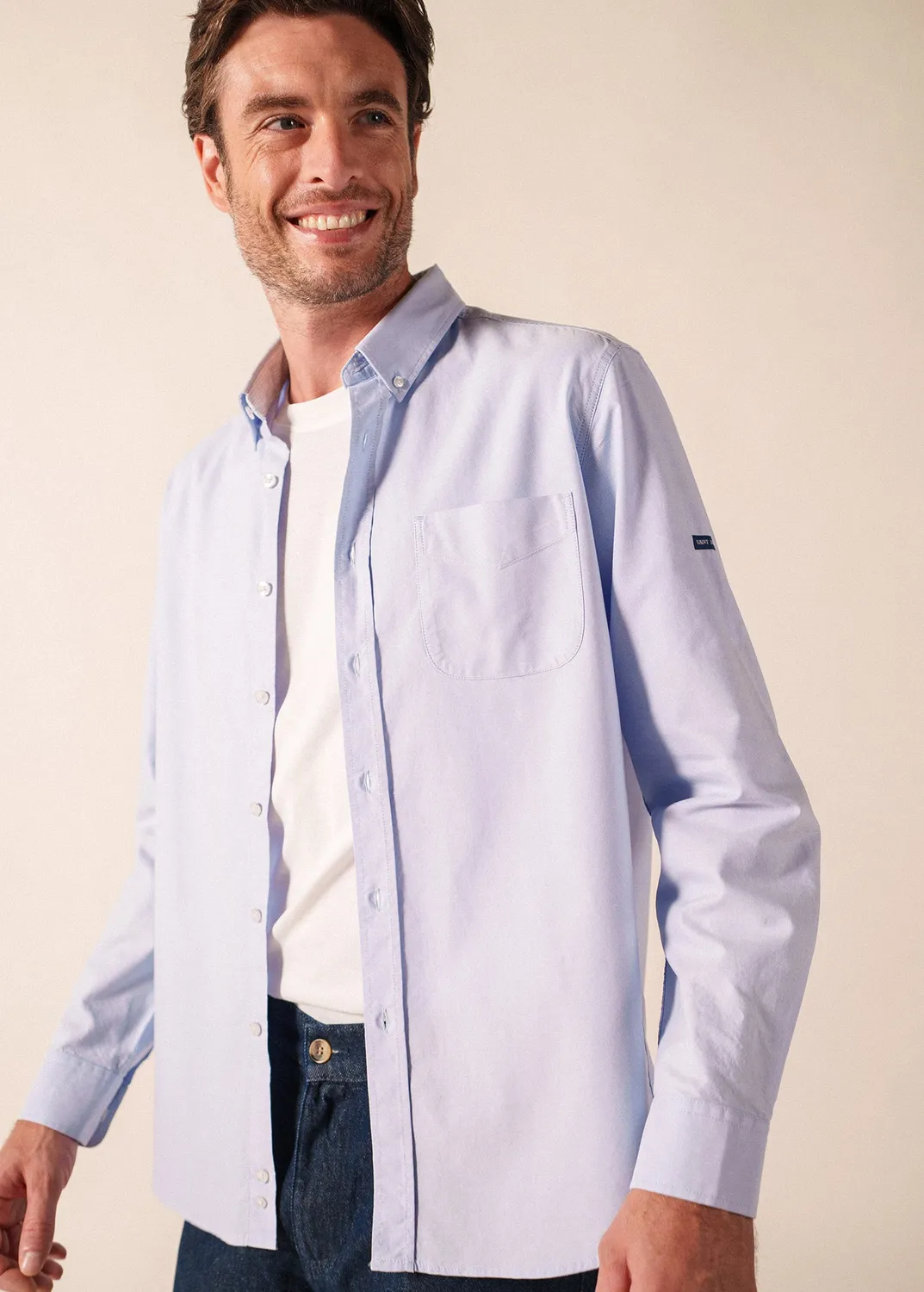 Saint James Amboise chemise homme ciel oxford coton