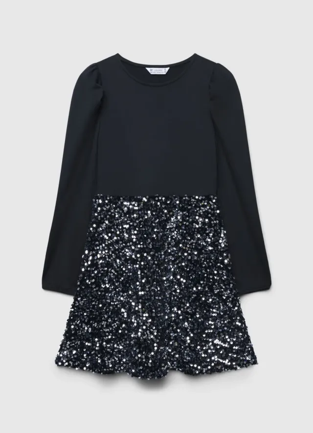 Calliope robe paillettes fille manches longues