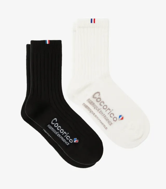 Cocorico Intemporel Chaussettes Laine Noir x2 chaud