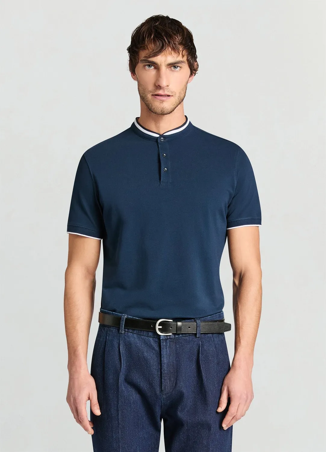 Calliope polo col coréen homme manches courtes