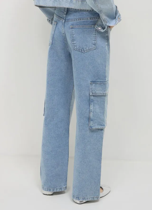 Calliope jean cargo femme regular à strass