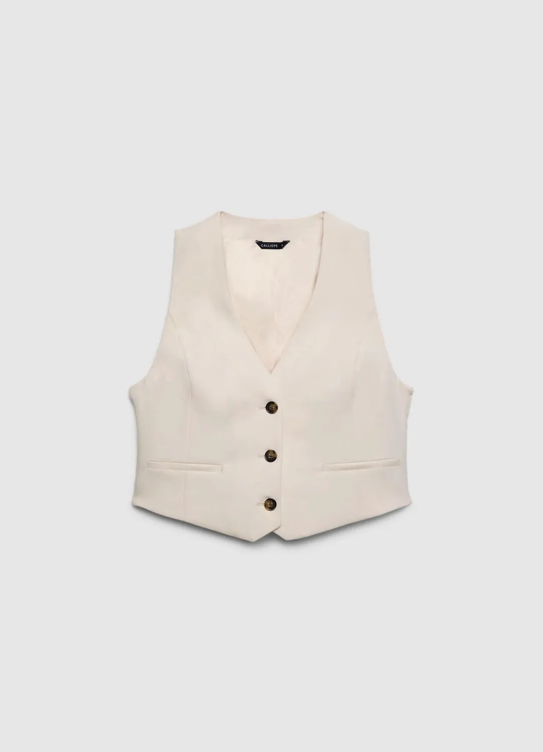 Calliope gilet court femme col V 3 boutons