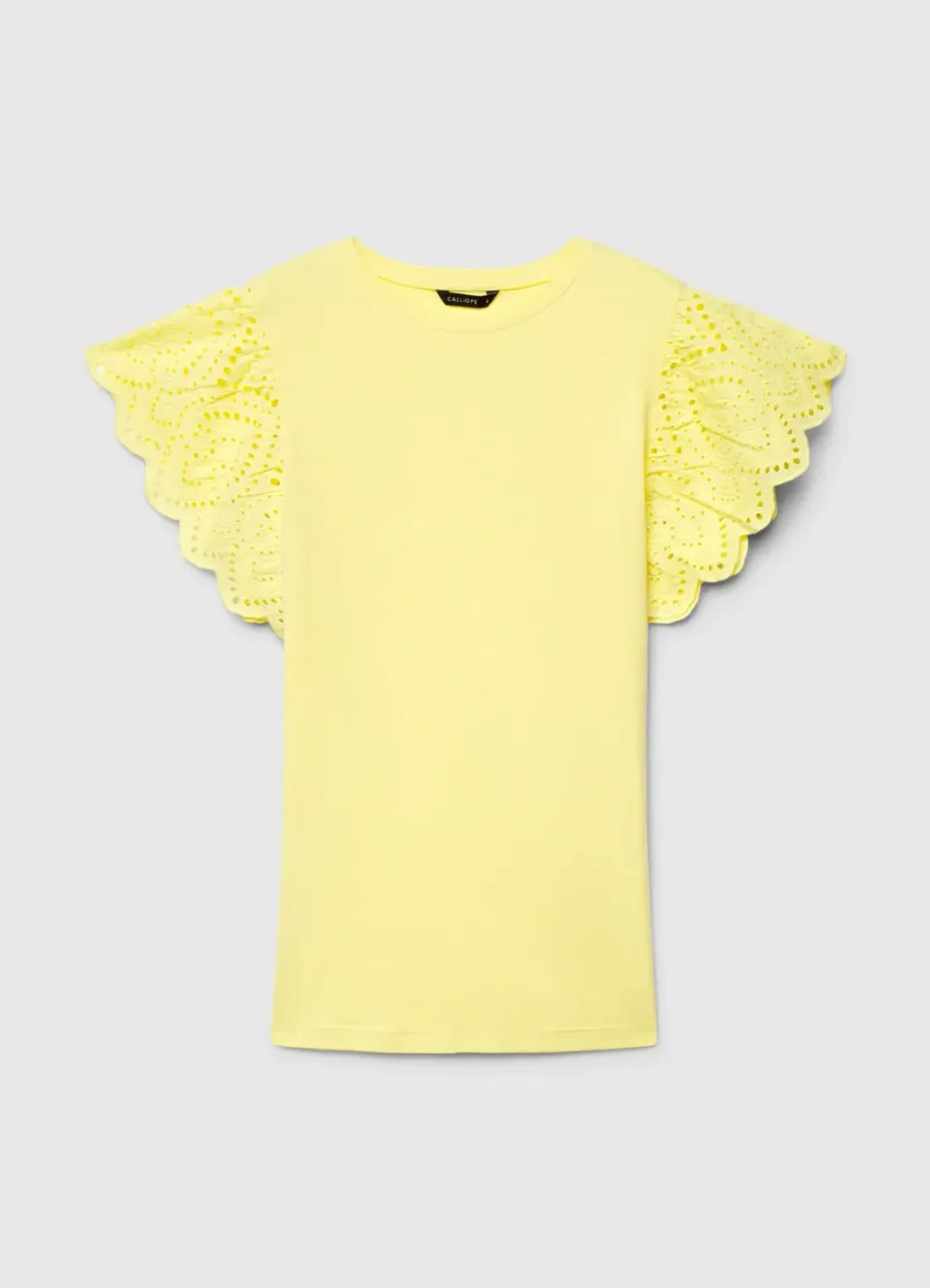 Calliope t-shirt femme col rond volants broderie