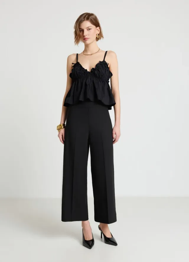 Calliope top col V femme S volant nœuds