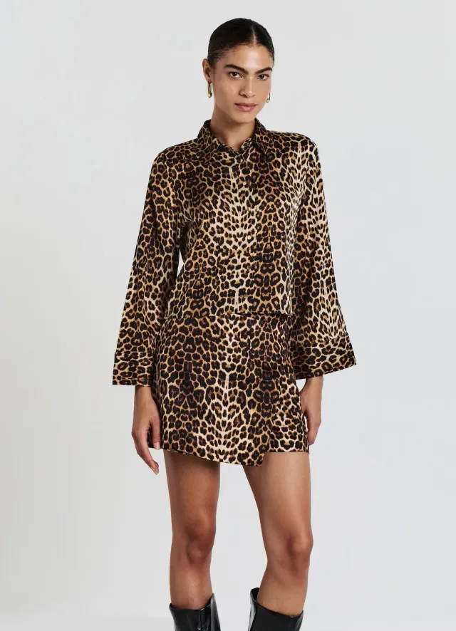 Calliope jupe-culotte satinée imprimé animalier femme