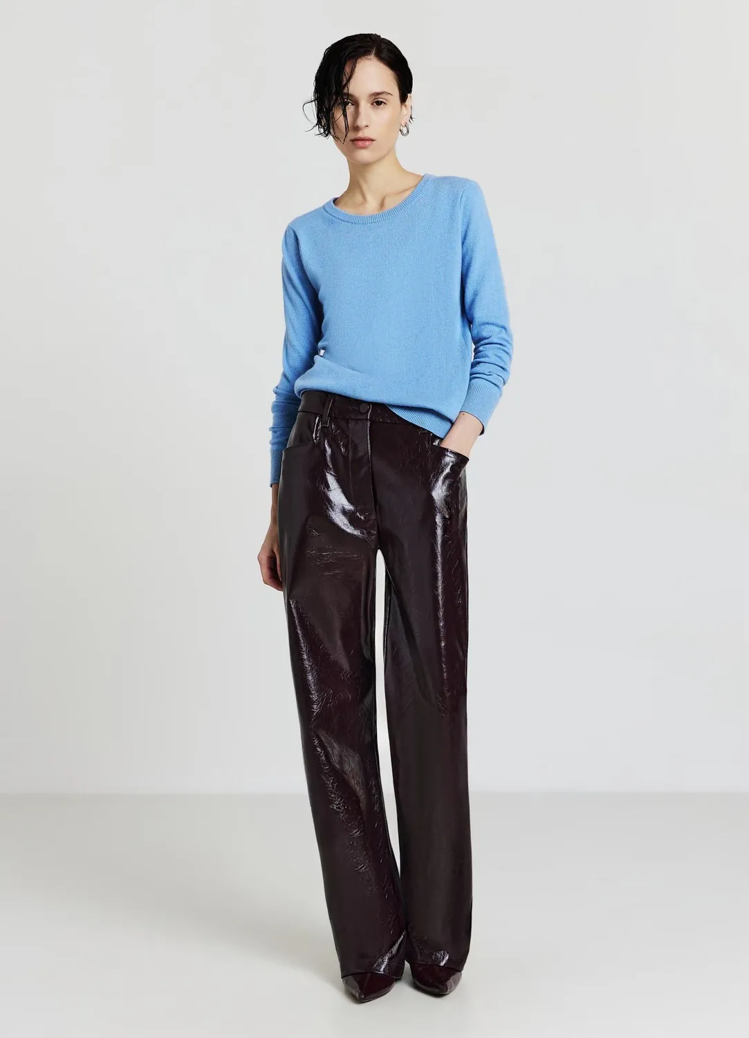 Calliope Pull col rond uni maille fine manches longues
