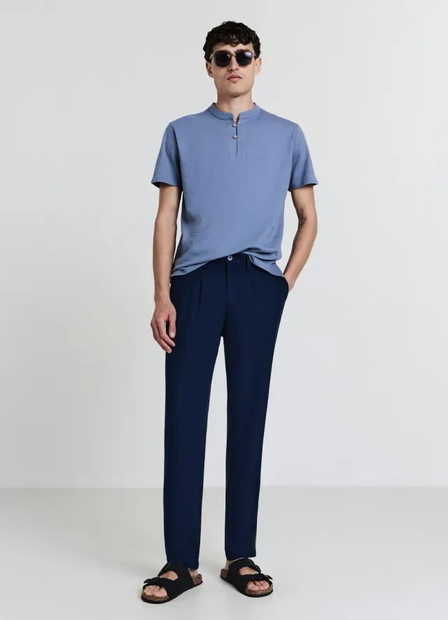 Calliope t-shirt col coréen homme coton regular