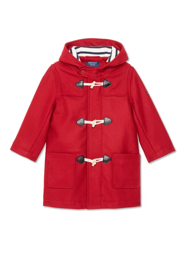Saint James St Malo duffle-coat enfant rouge drap laine