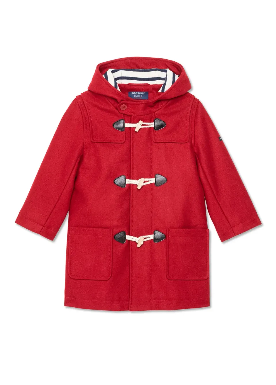 Saint James St Malo duffle-coat enfant rouge drap laine