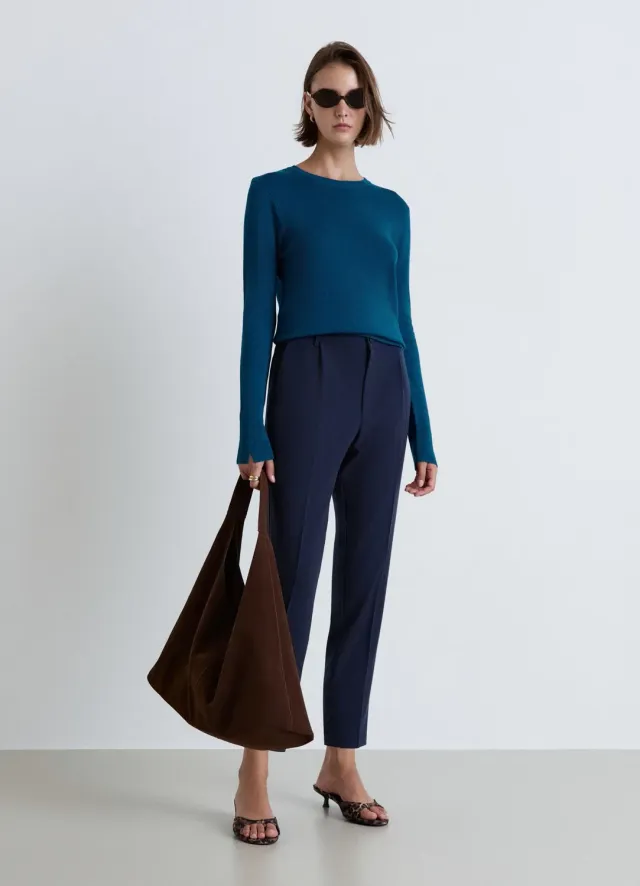 Calliope pull col rond uni manches longues femme