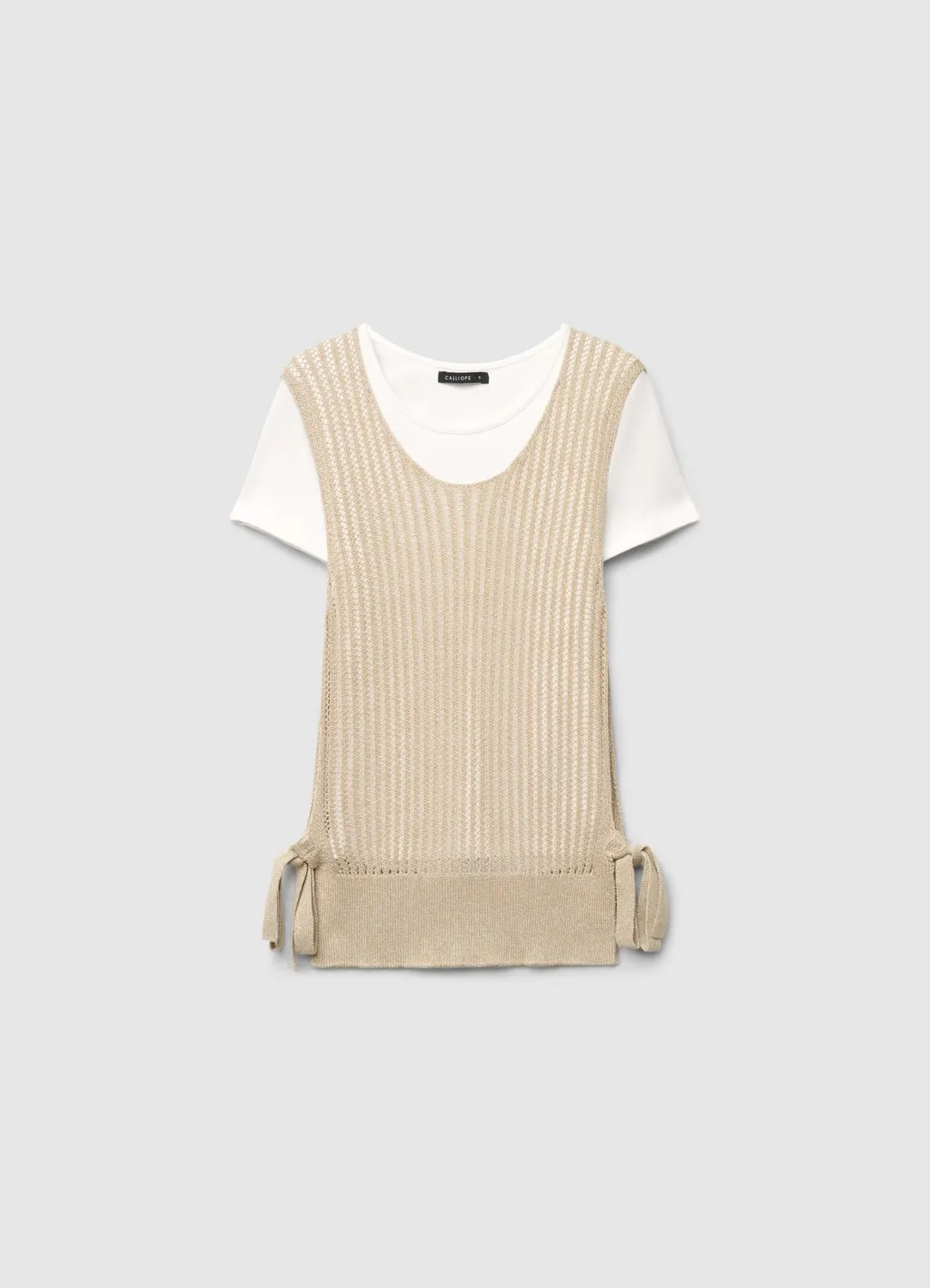 Calliope t-shirt femme bi-matière résille lacets