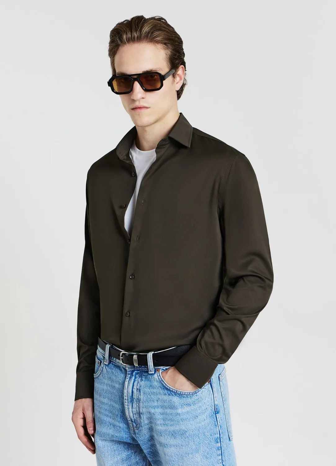 Calliope Chemise unie homme manches longues