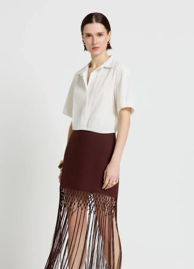 Calliope Relief chemise femme manches courtes col classique
