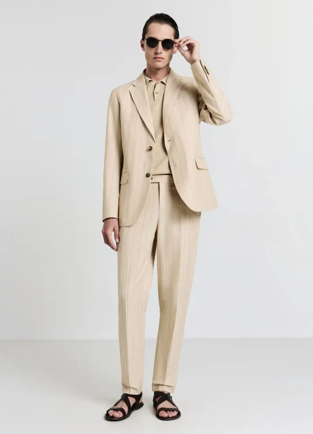 Calliope pantalon tailleur homme à rayures regular