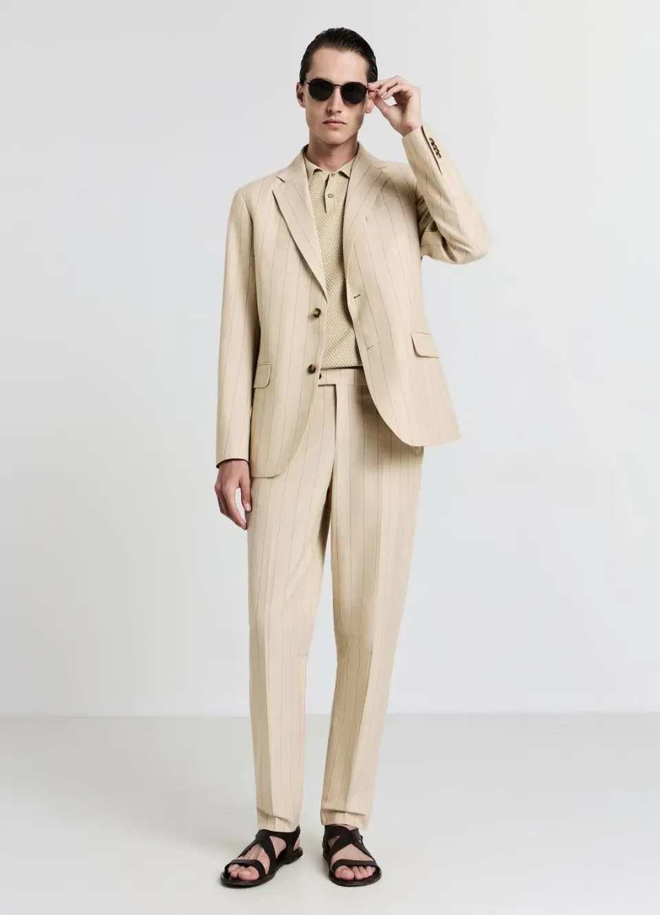 Calliope pantalon tailleur homme à rayures regular