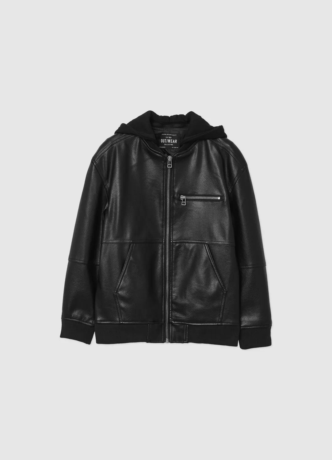 Calliope bomber garçon simili cuir à capuche