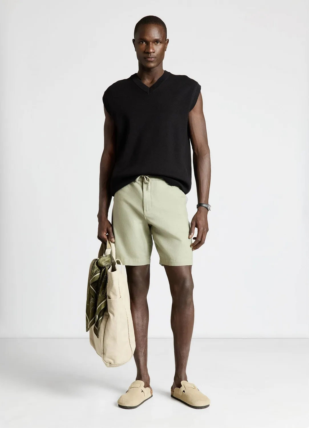 Bermuda Calliope lin homme uni poches