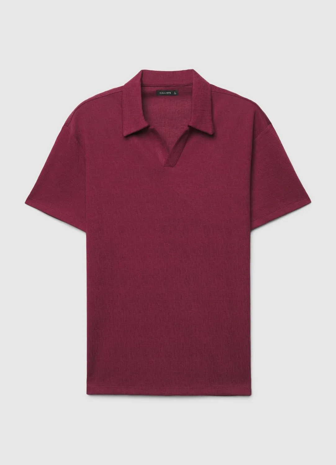 Calliope polo homme gaufré uni col V sans boutons