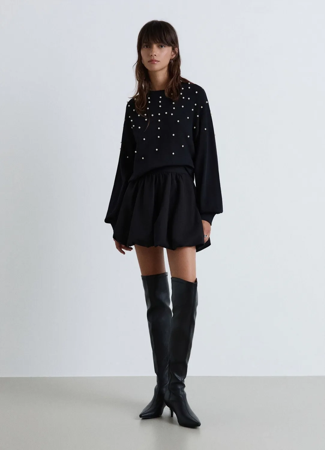 Calliope sweat col rond femme perles devant