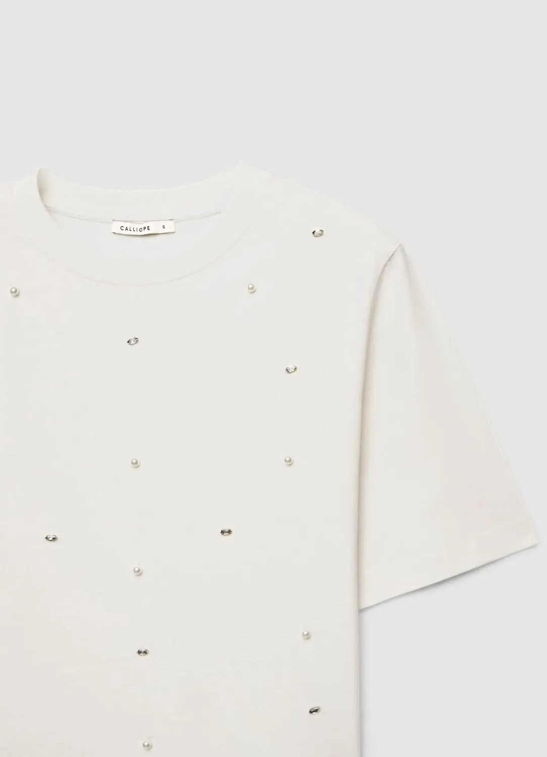 Calliope t-shirt perles femme col rond