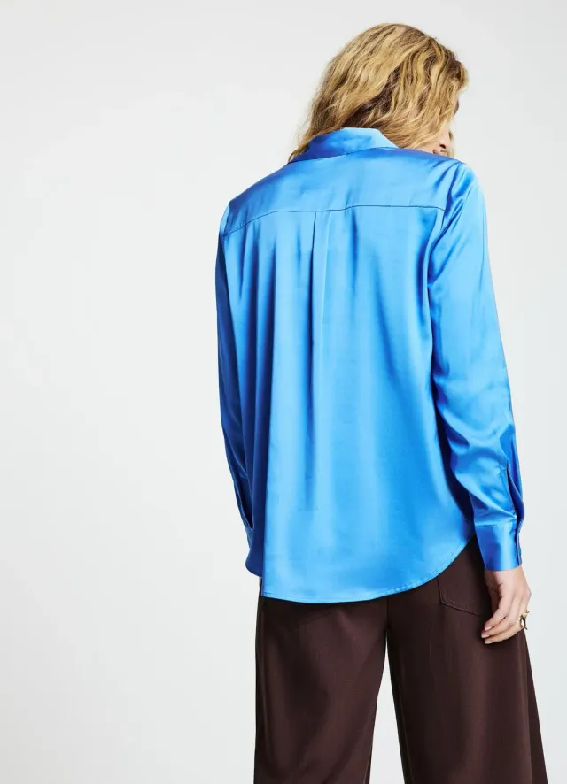 Calliope chemisier femme satiné uni manches longues