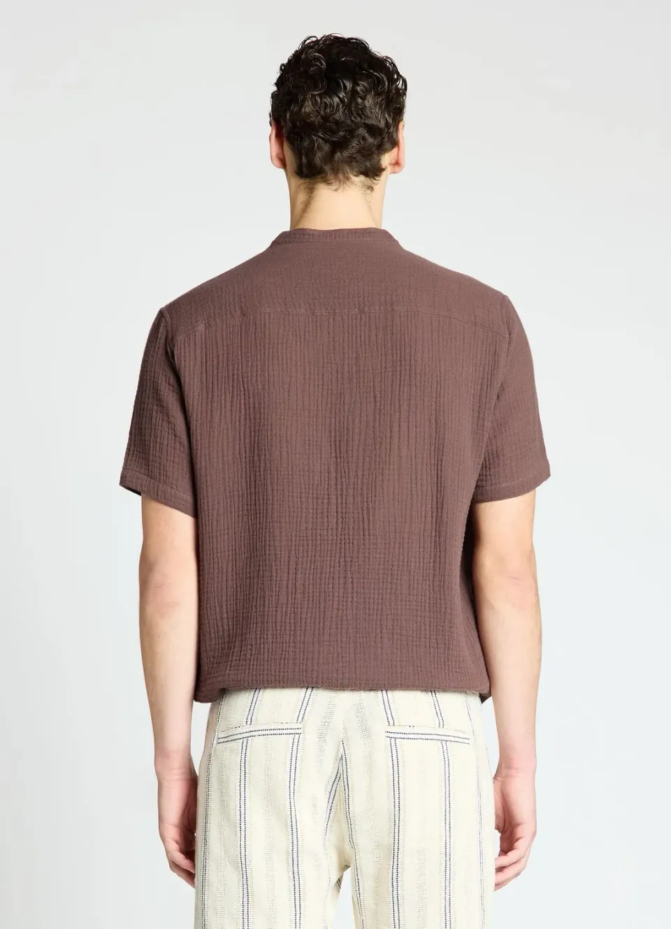 Calliope Chemise Homme Col Coréen Manches Courtes