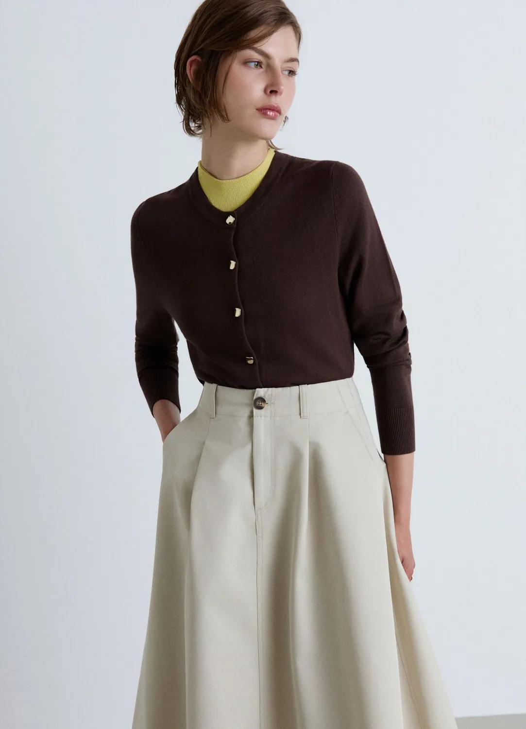 Calliope cardigan boutons femme col rond uni