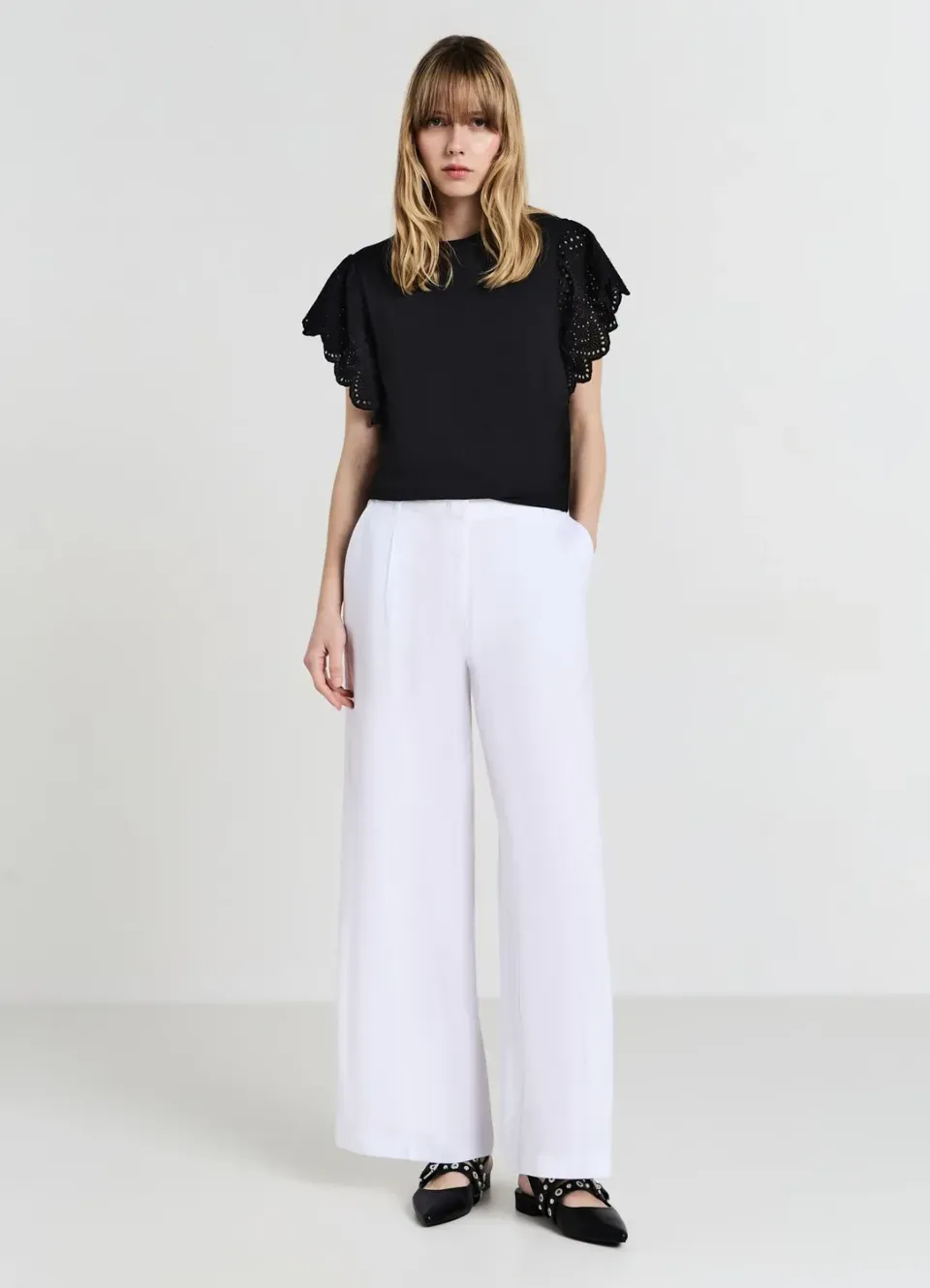 Calliope T-shirt volant sangallo t-shirt coton femme