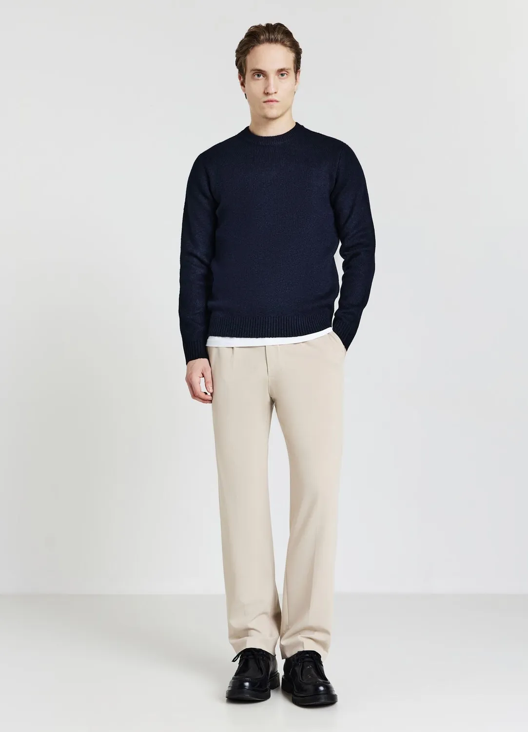 Calliope Pull col rond uni homme manches longues