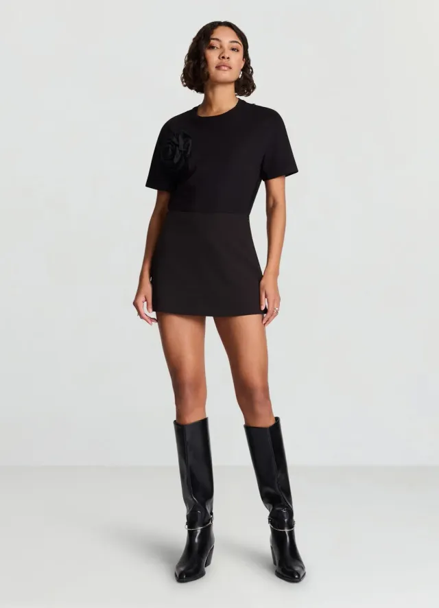 Calliope t-shirt fleur appliquée femme col rond