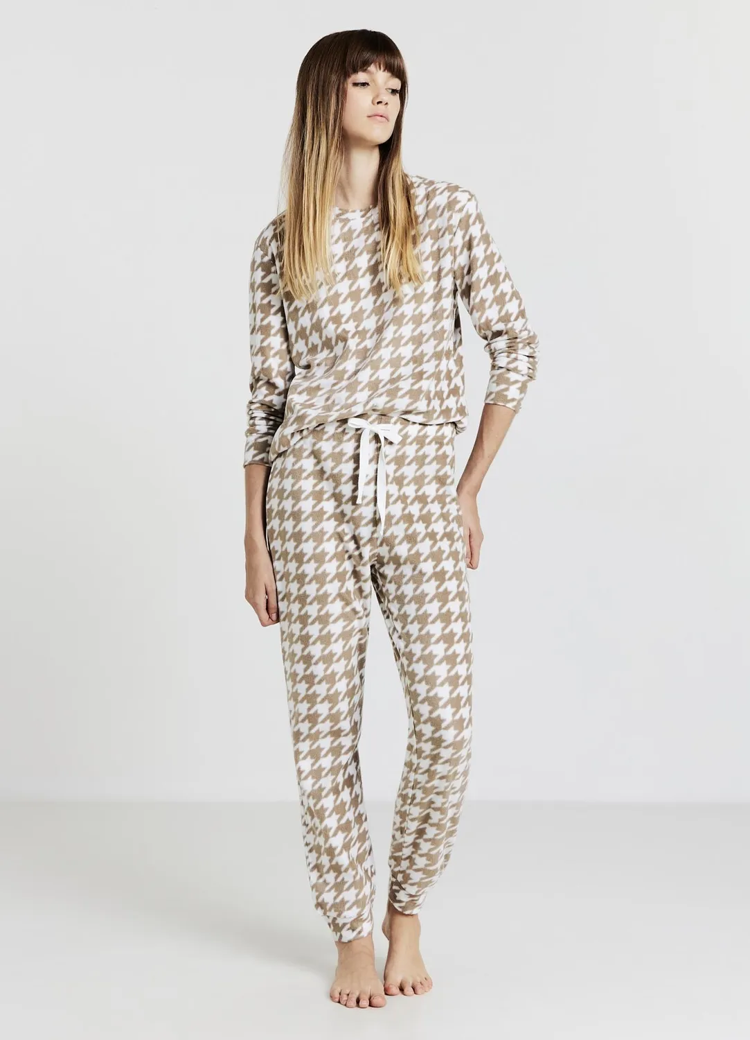 Calliope ensemble pyjama polaire femme pied-de-poule